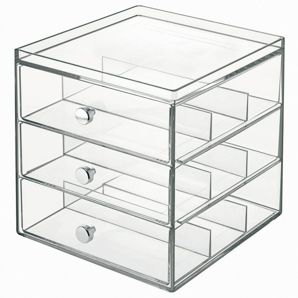 Asta - Kasse med skuffer - Transparent - 16,3cm x 17,5cm x 17,8cm