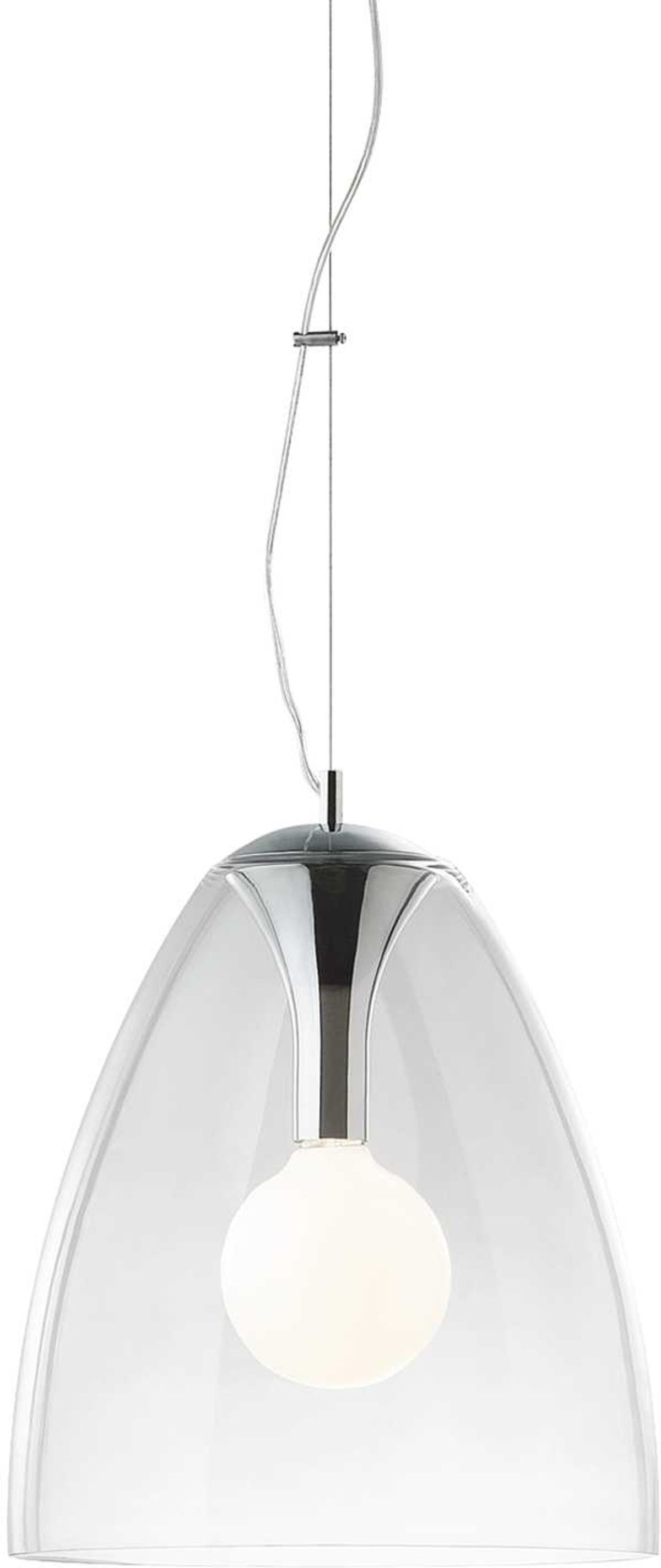 Audi-20, Pendel lampe, E27 max 1 x 60W, E27, gennemsigtig/krom, metal, glas, Ø350xHmin550/max2640mm