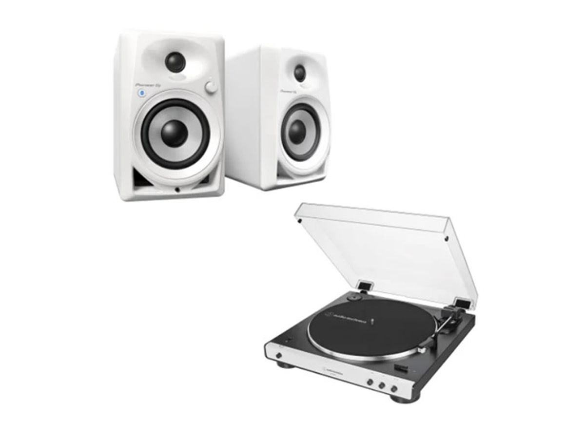 Audio-Technica AT-LP60XBT-WH + Pioneer DM-40BT-W Bluetooth højtalere