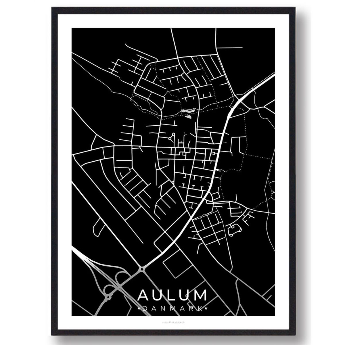 Aulum by plakat - sort (Størrelse: XS - 15x21cm (A5))