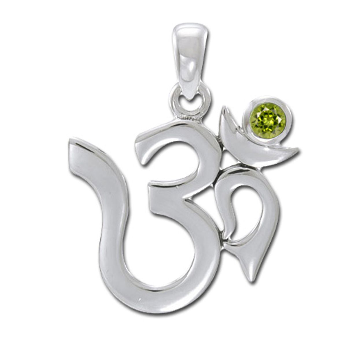 AUM vedhæng med Peridot - 26mm - u/kæde