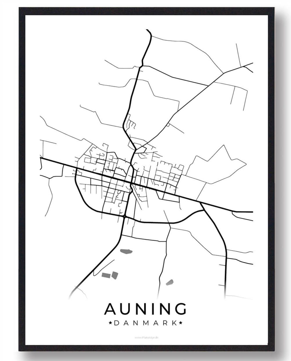 Auning by plakat - hvid (Størrelse: M - 30x40cm)