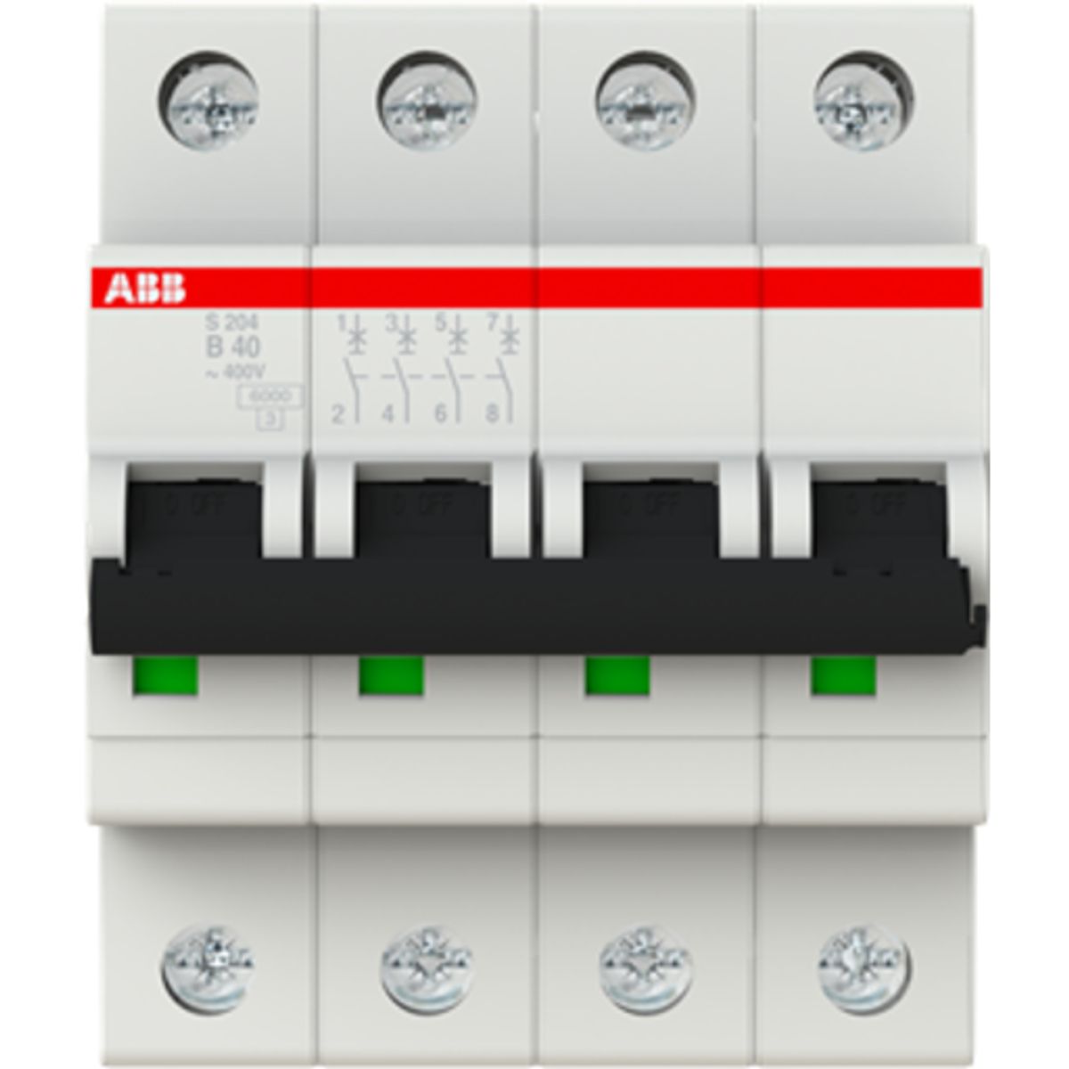 Automatsikring B 40A 4P, 6kA, S204-B40