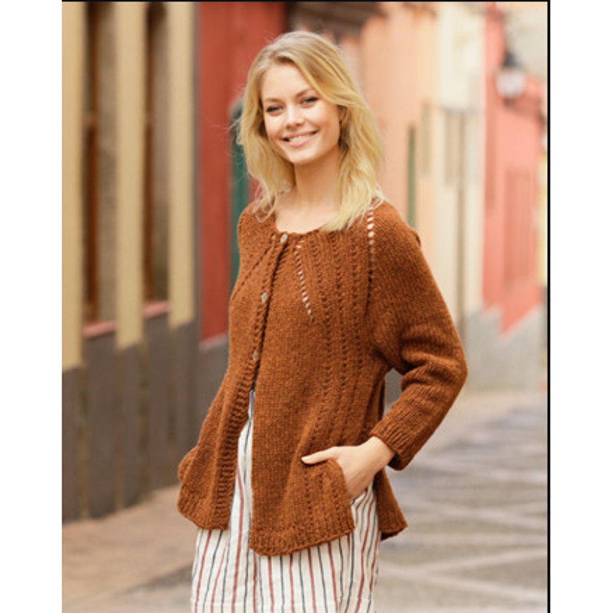 Autumn Spice Cardigan by DROPS Design - Jakke Strikkeopskrift str. S - - XX-Large