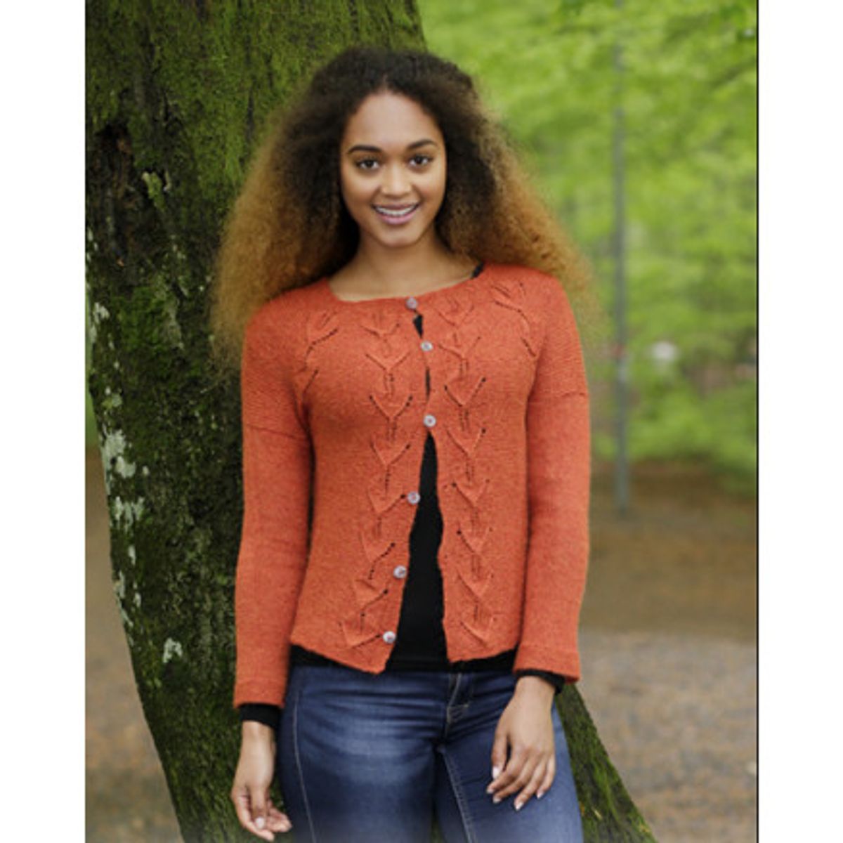 Autumn Vines Cardigan by DROPS Design - Jakke Strikkeopskrift str. S - - Small