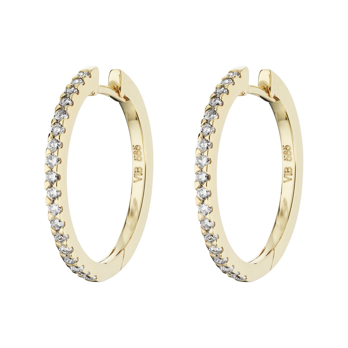 Aveny LUXURY - Click creoler, 16mm, 0,36 ct. w/si 14 kt. guld