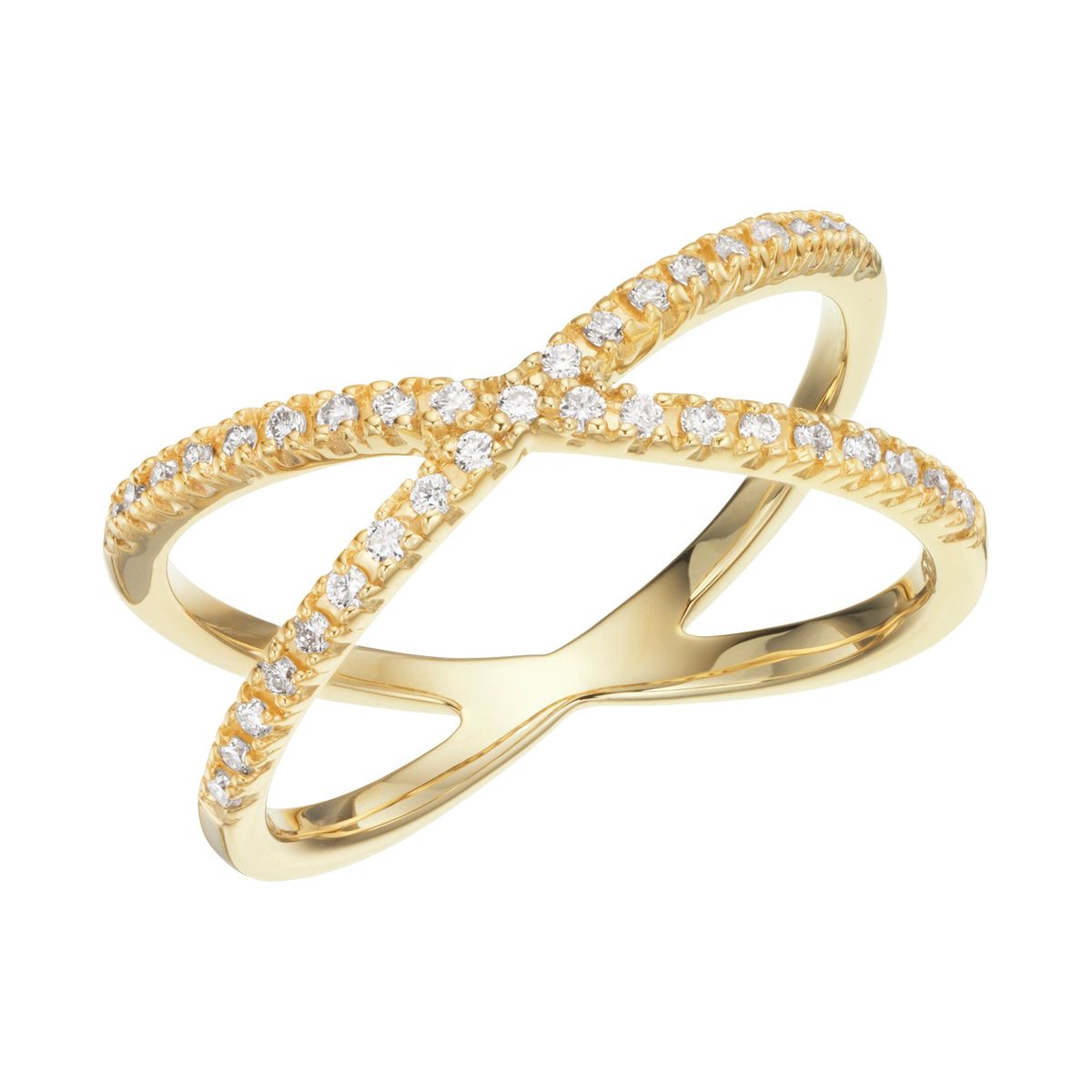 Aveny LUXURY - Crossing Ring, 0,23ct. 14 kt. guld