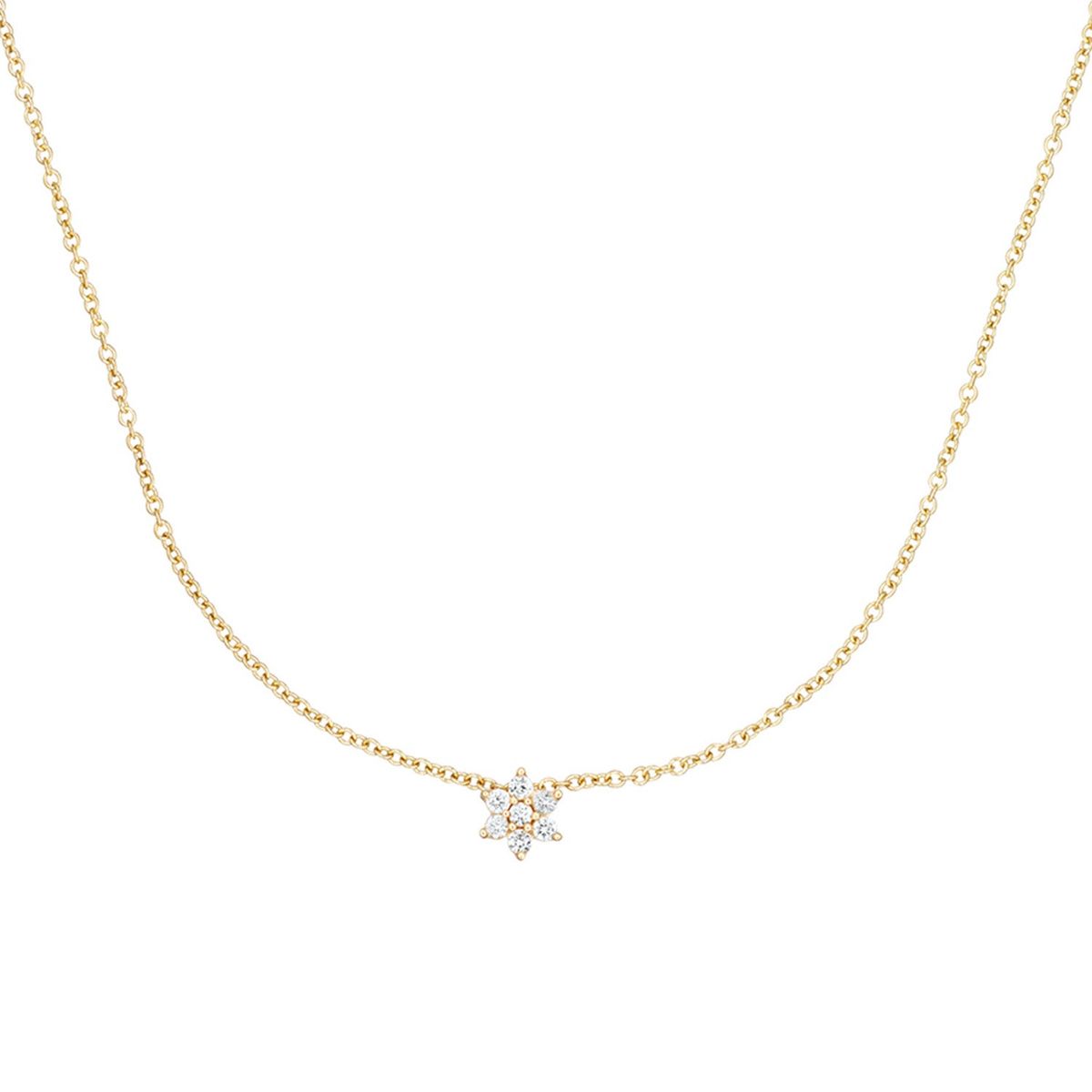 Aveny LUXURY - Fleur Halskæde, 0,12ct. 14 kt. guld