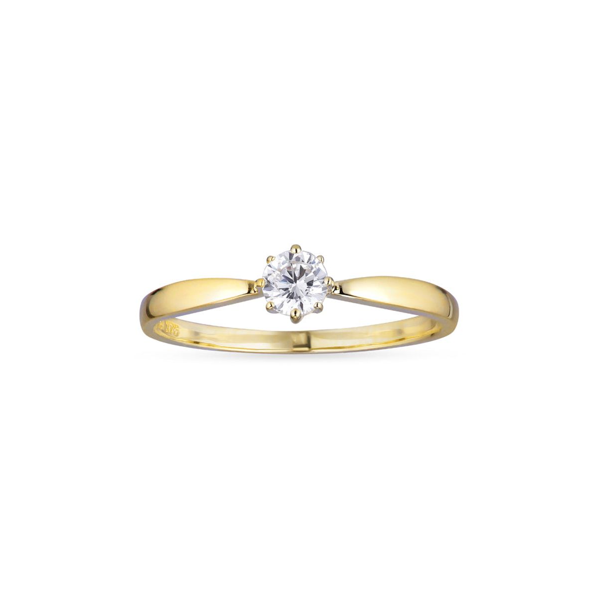 Aveny NINE K - Solitaire ring m. 6 grabber, zirkonia 9 kt. guld