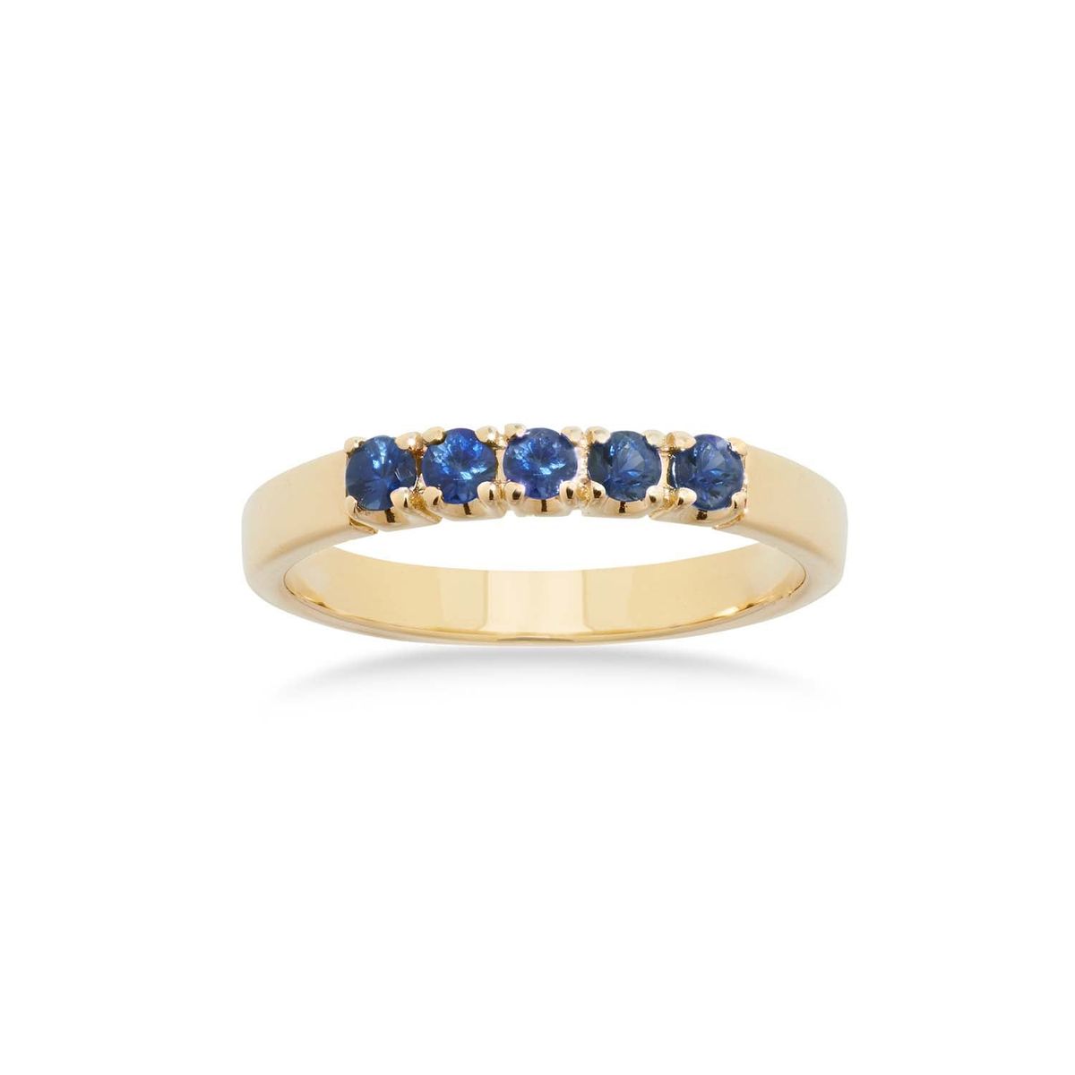 Aveny STARLIGHT - Alliancering, 5xSafir 14 kt. guld