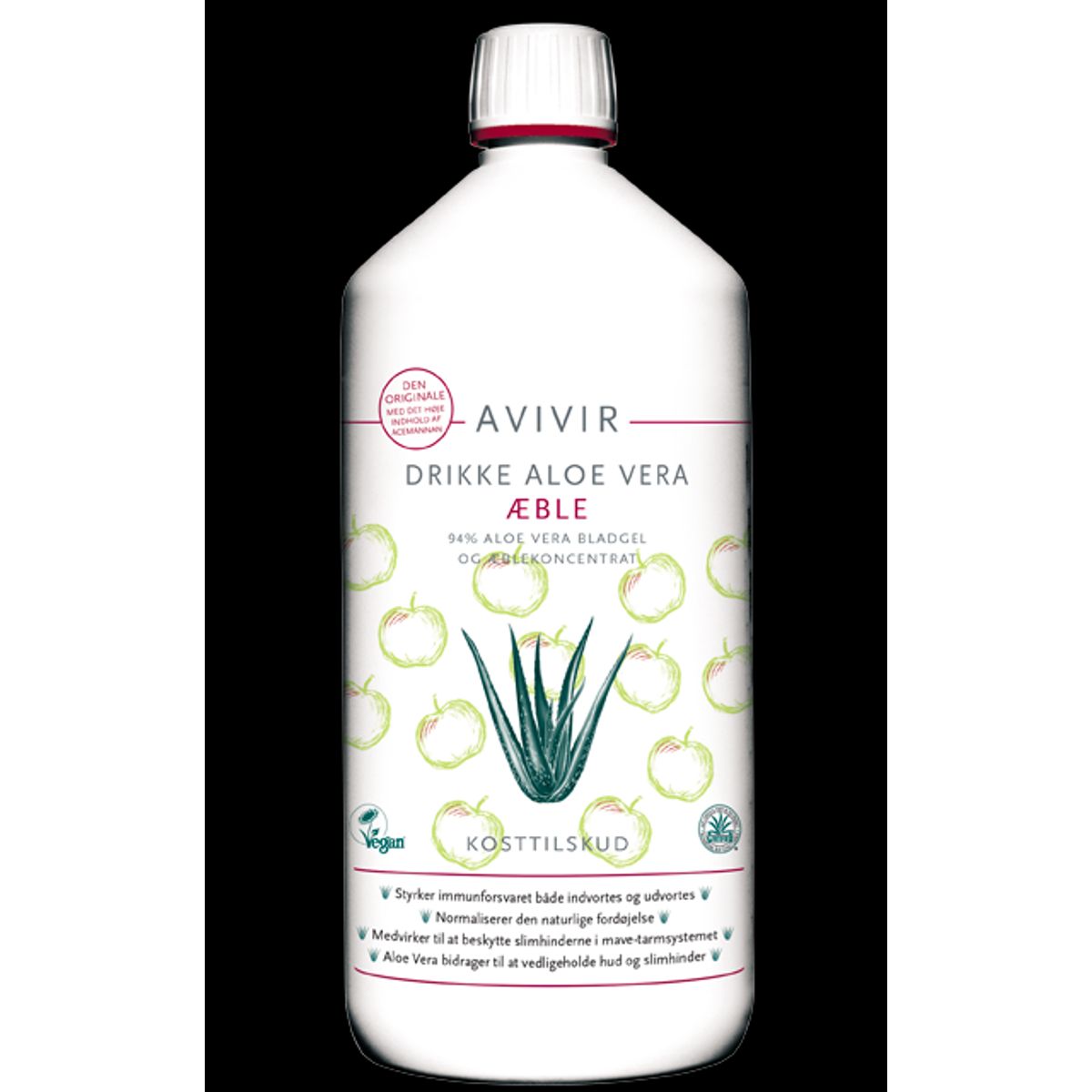 Avivir Drikke Aloe Vera med æblesmag - 1000 ml.