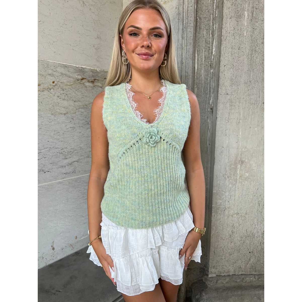 Azaka light green knit vest