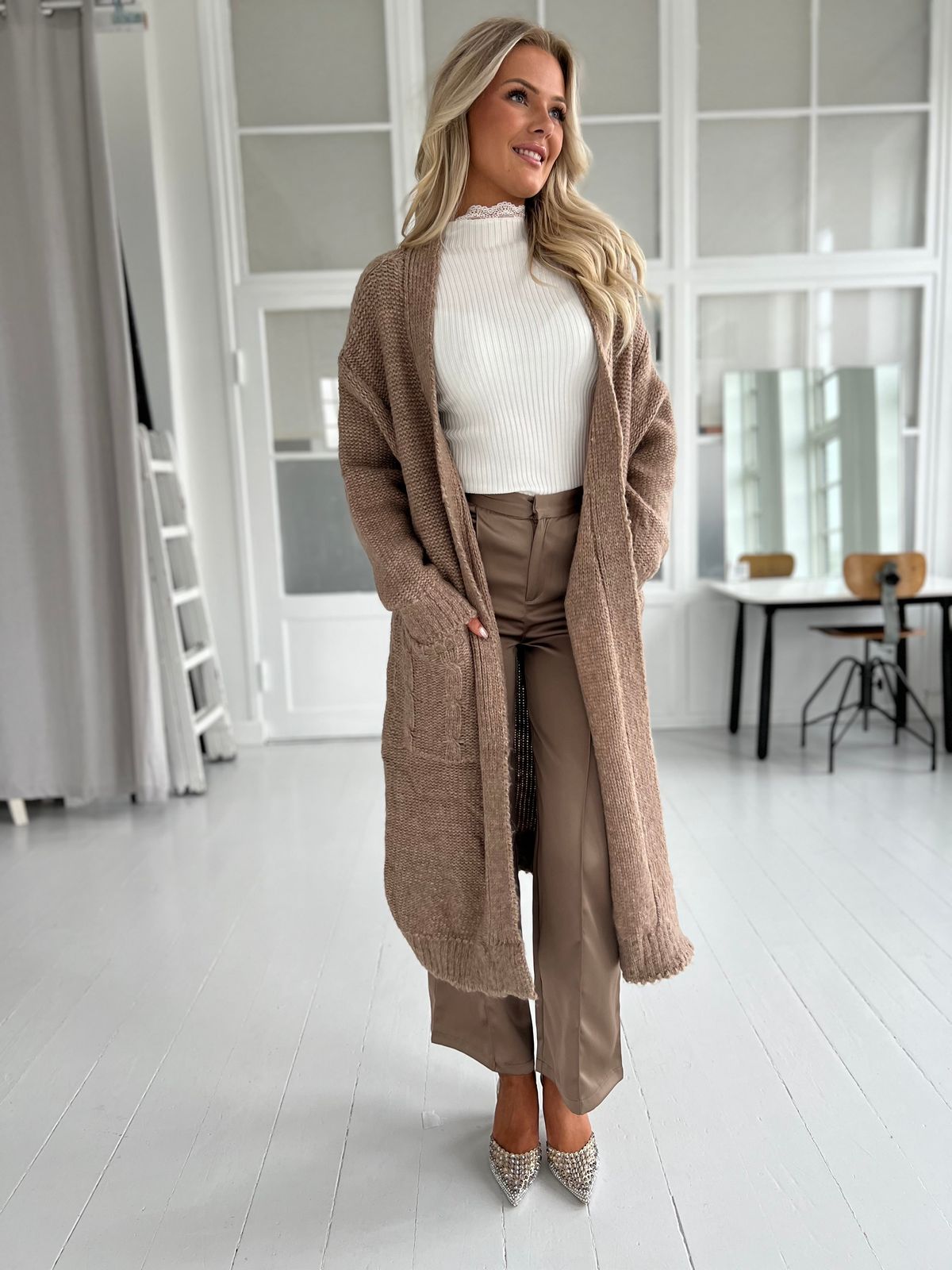 Azaka long knit cardigan