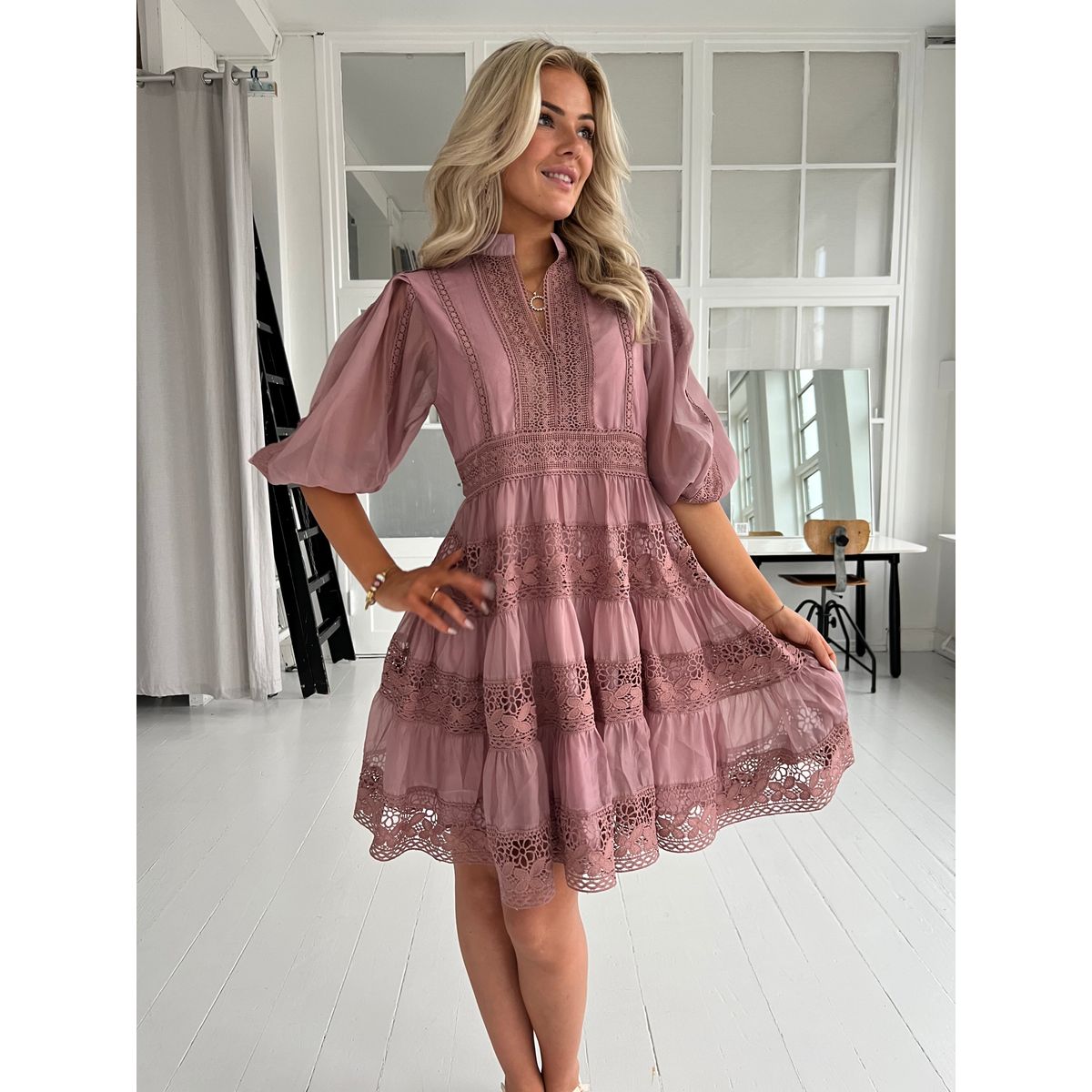 Azaka old rose lace dress