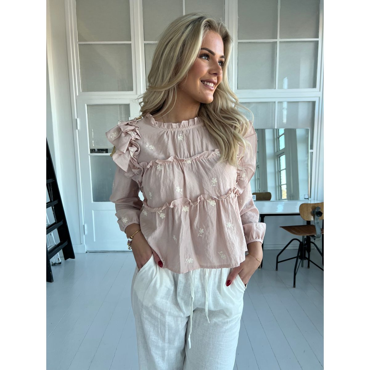 Azaka rose romantic blouse