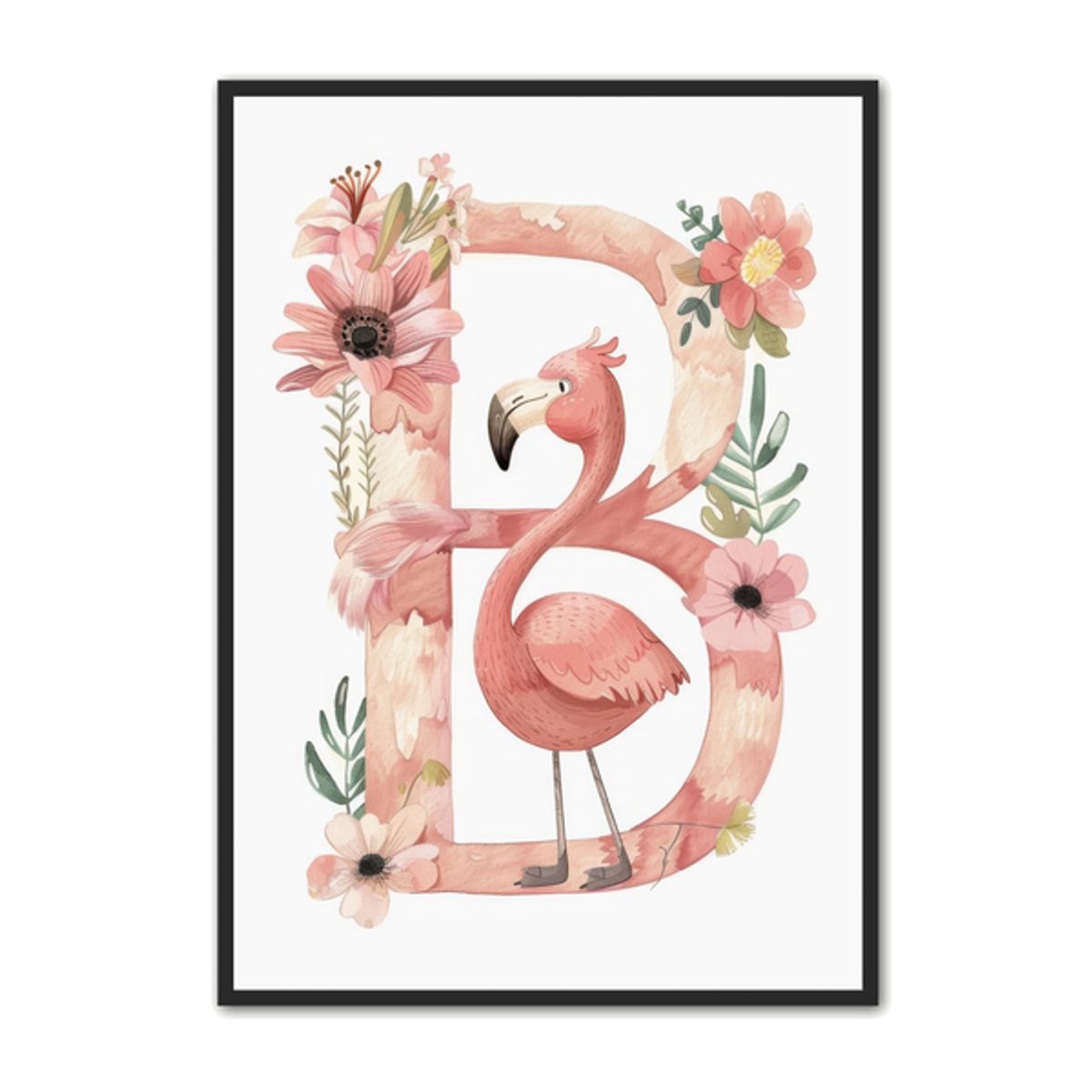 B Bogstav Plakat 22 - Flamingo