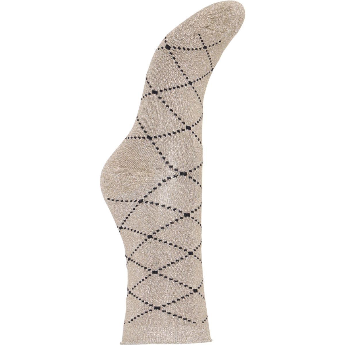 B:YOUNG dame strømper BAWLI - Brown Check Sock