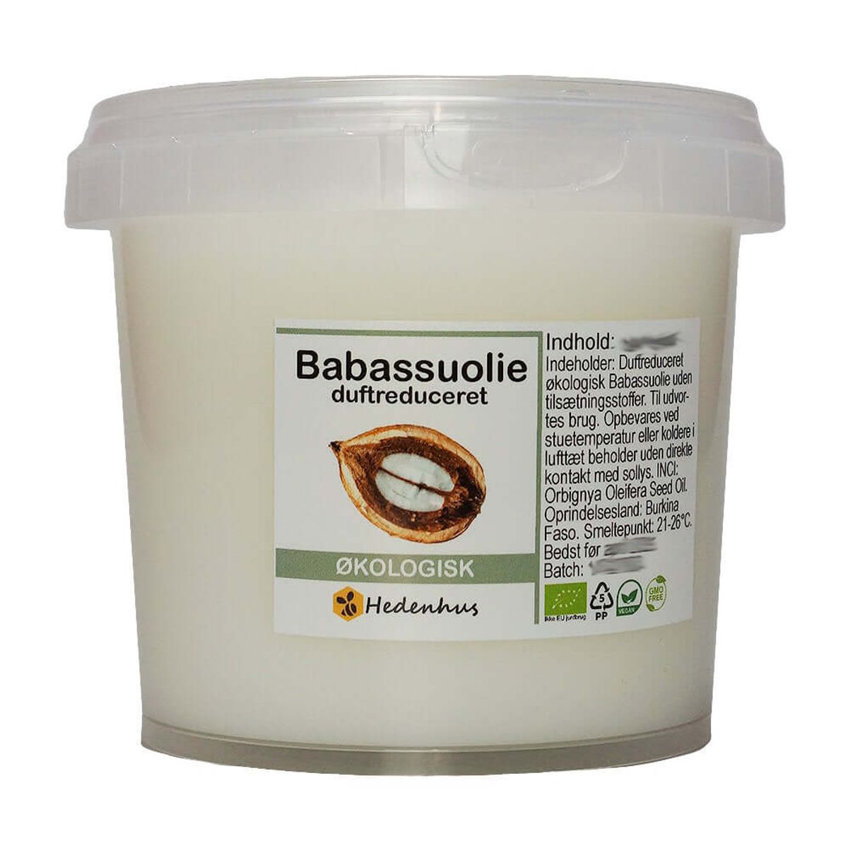 Babassuolie, Duftreduceret - Økologisk - 500 gram