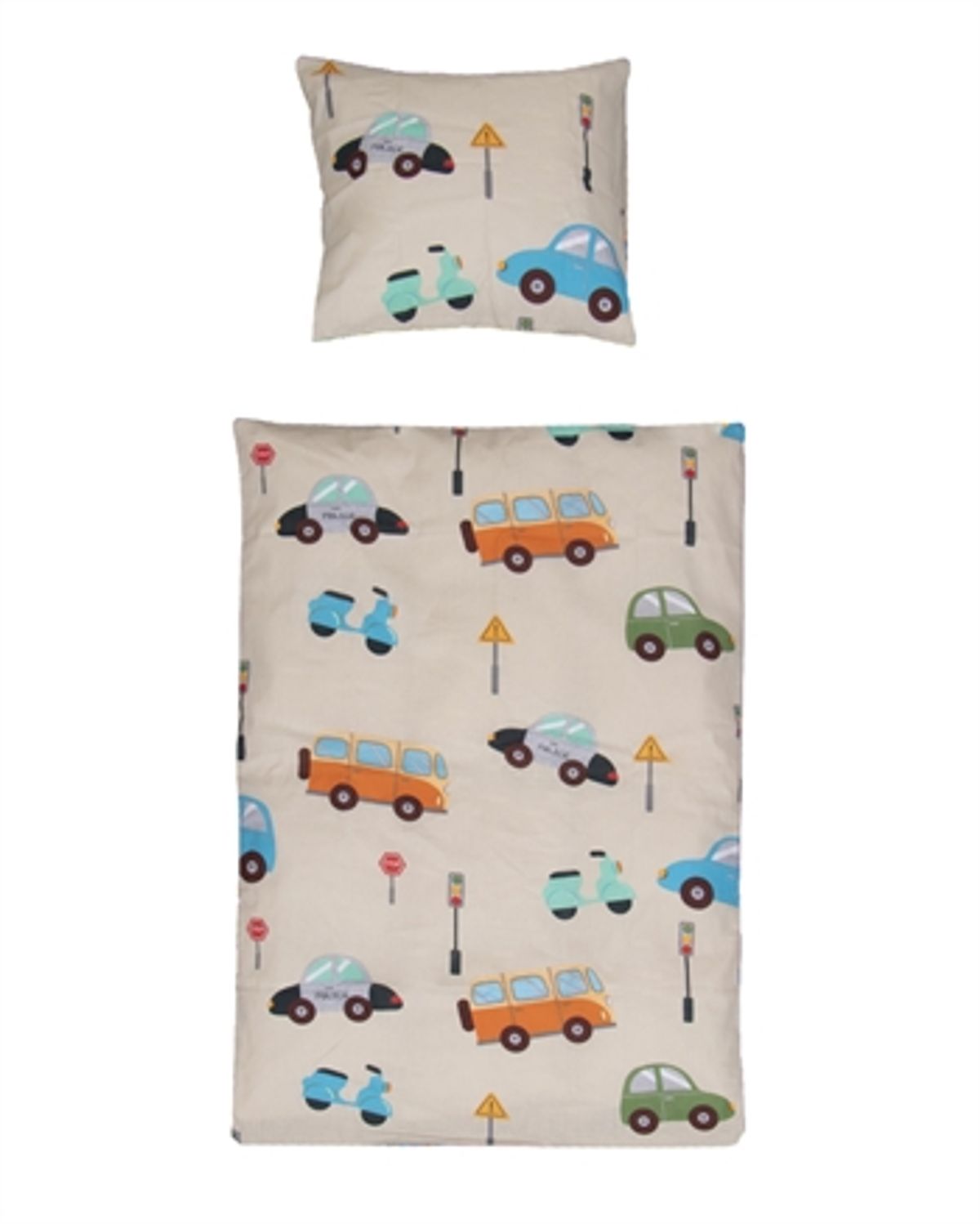 Baby sengetøj med biler - 70x100 cm - OEKO-TEX ® Certificeret - 100% Bomulds sengesæt