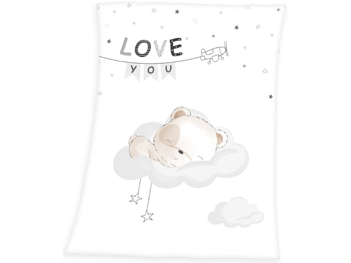 Babybest Sleeping Little Bear Fleece Tæppe - 75 X 100 Cm