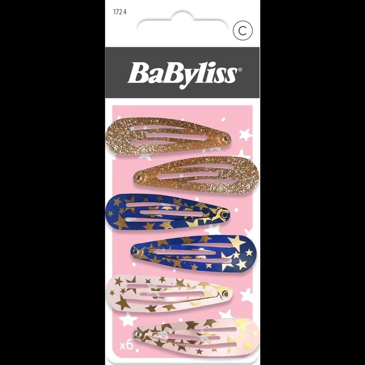 BaByliss KIDS Glitter & Stars Hair Clips (1724) 6 Pieces