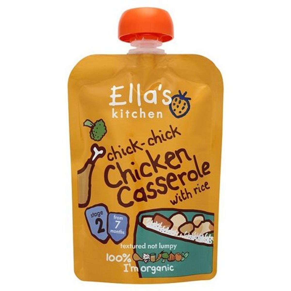 Babymos kyllingekasserolle med ris 7 mdr Ø Ellas Kitchen, 130 g