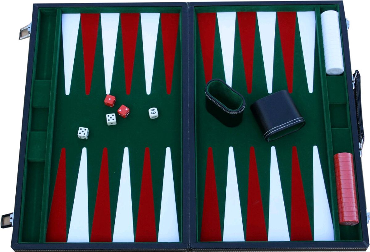 Backgammon Brætspil I Kuffert - Vinyl - Stor Udgave