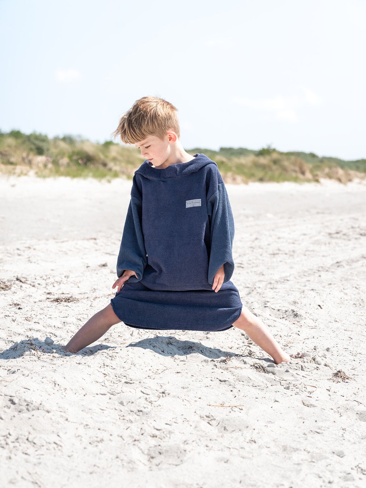 Badeponcho Skagen til børn 134, 146 cm op til junior 160 cm høj - 122 cm 7 år - Blå