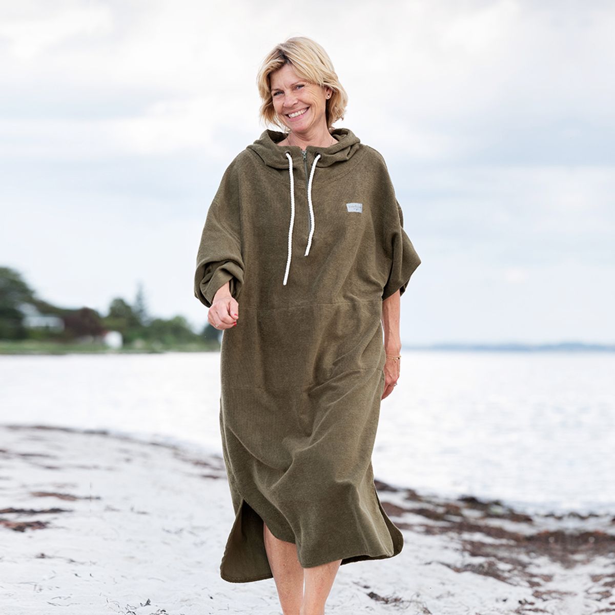 Badeponcho Skagen til voksne - Grøn - Xsmall 34/36/38 - kun 120 cm lang