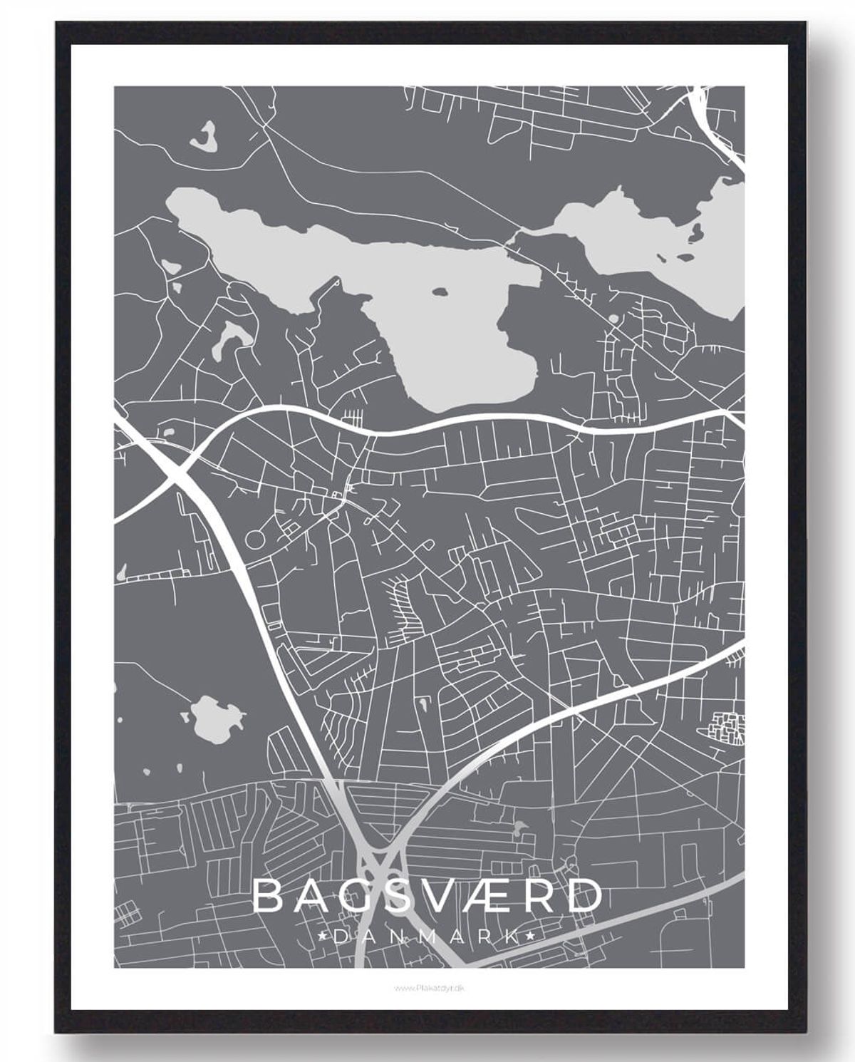 Bagsværd by plakat - grå (Størrelse: L - 50x70cm (B2))