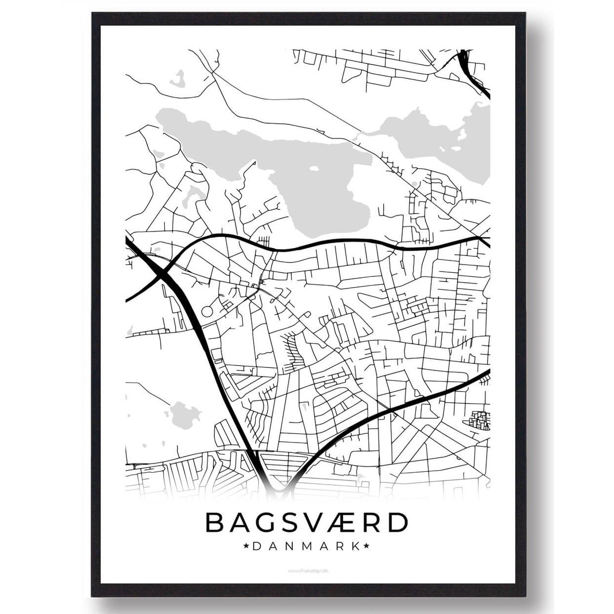 Bagsværd by plakat - hvid (Størrelse: L - 50x70cm (B2))