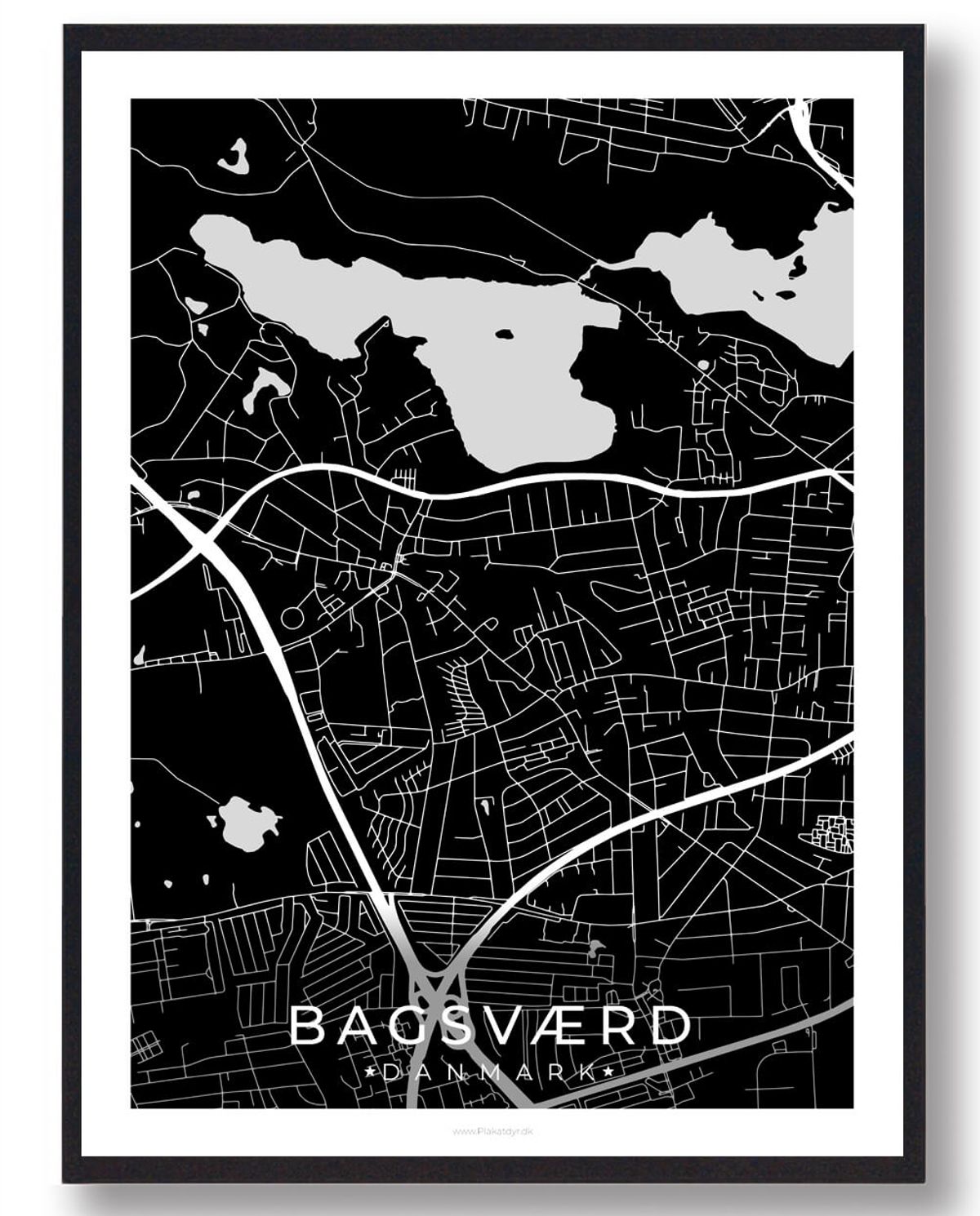 Bagsværd by plakat - sort (Størrelse: L - 50x70cm (B2))