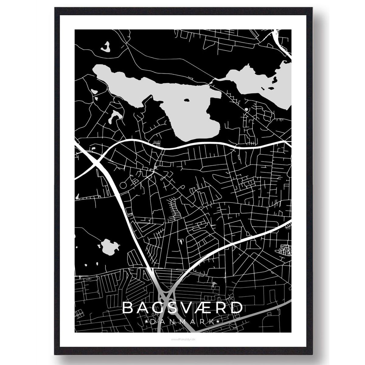 Bagsværd by plakat - sort (Størrelse: XS - 15x21cm (A5))