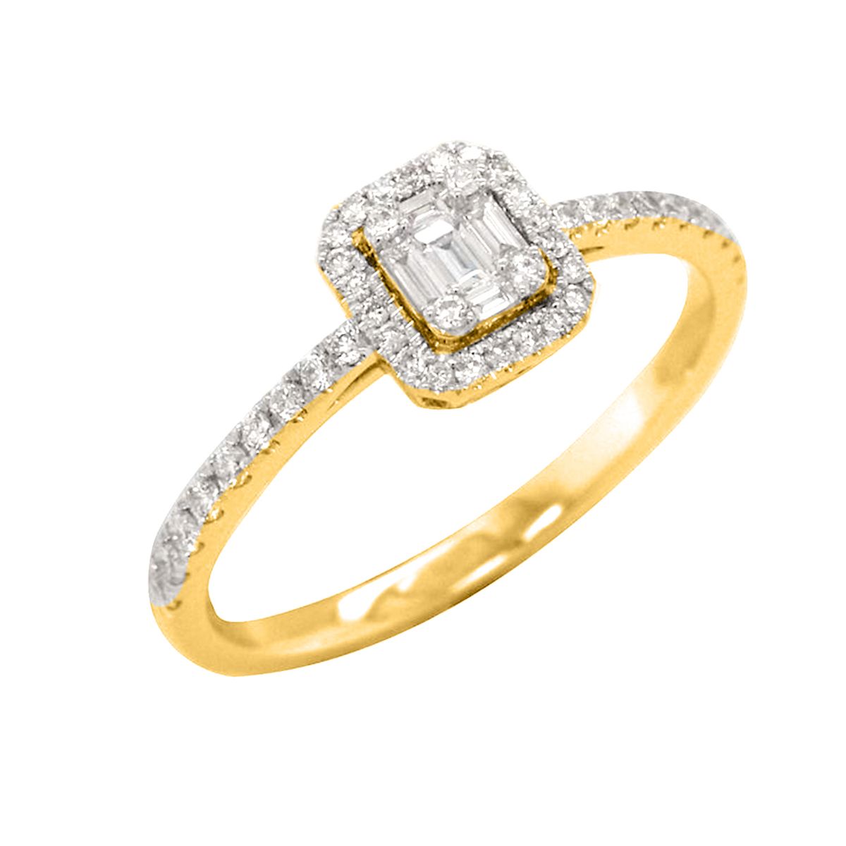 Baguette Diamantring i 18 kt guld, 0.28 ct. Diamanter - 50