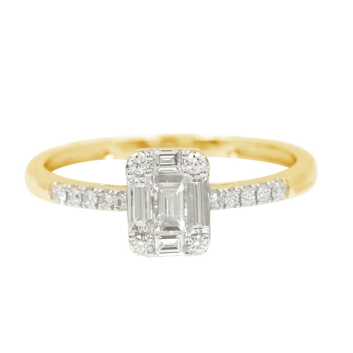 Baguette Diamantring i 18 kt Guld eller hvidguld i alt 0.31 ct. - 50