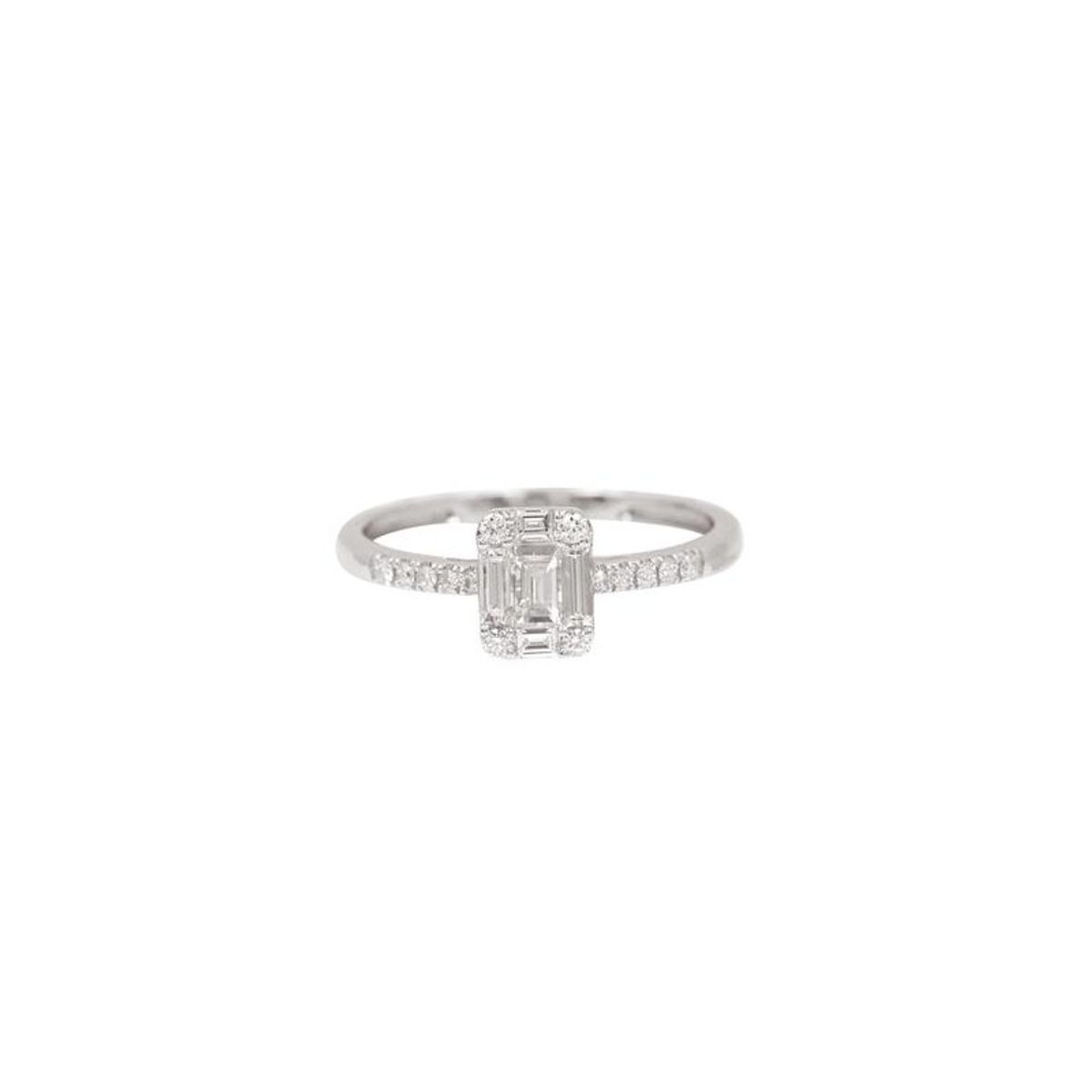 Baguette Diamantring i 18 kt Guld eller hvidguld i alt 0.31 ct. - 54