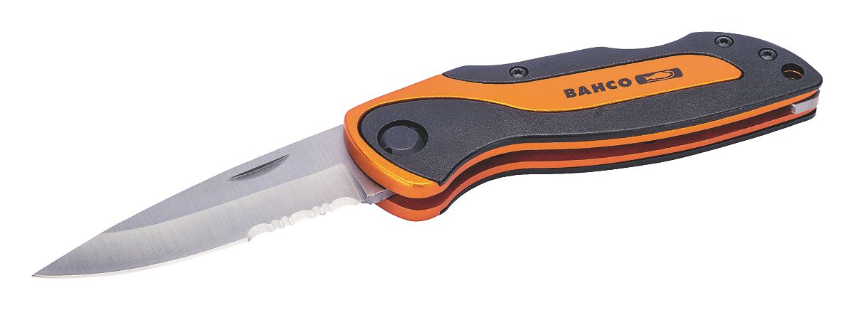 Bahco foldbar arbejdskniv 3'' låsbart knivblad med savtakker, håndtag i aluminium