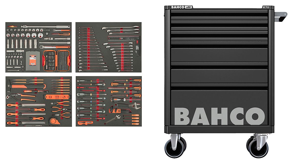 Bahco værktøjsvogn 26'' Med 6 skuffer, indeholder 275 dele værktøj