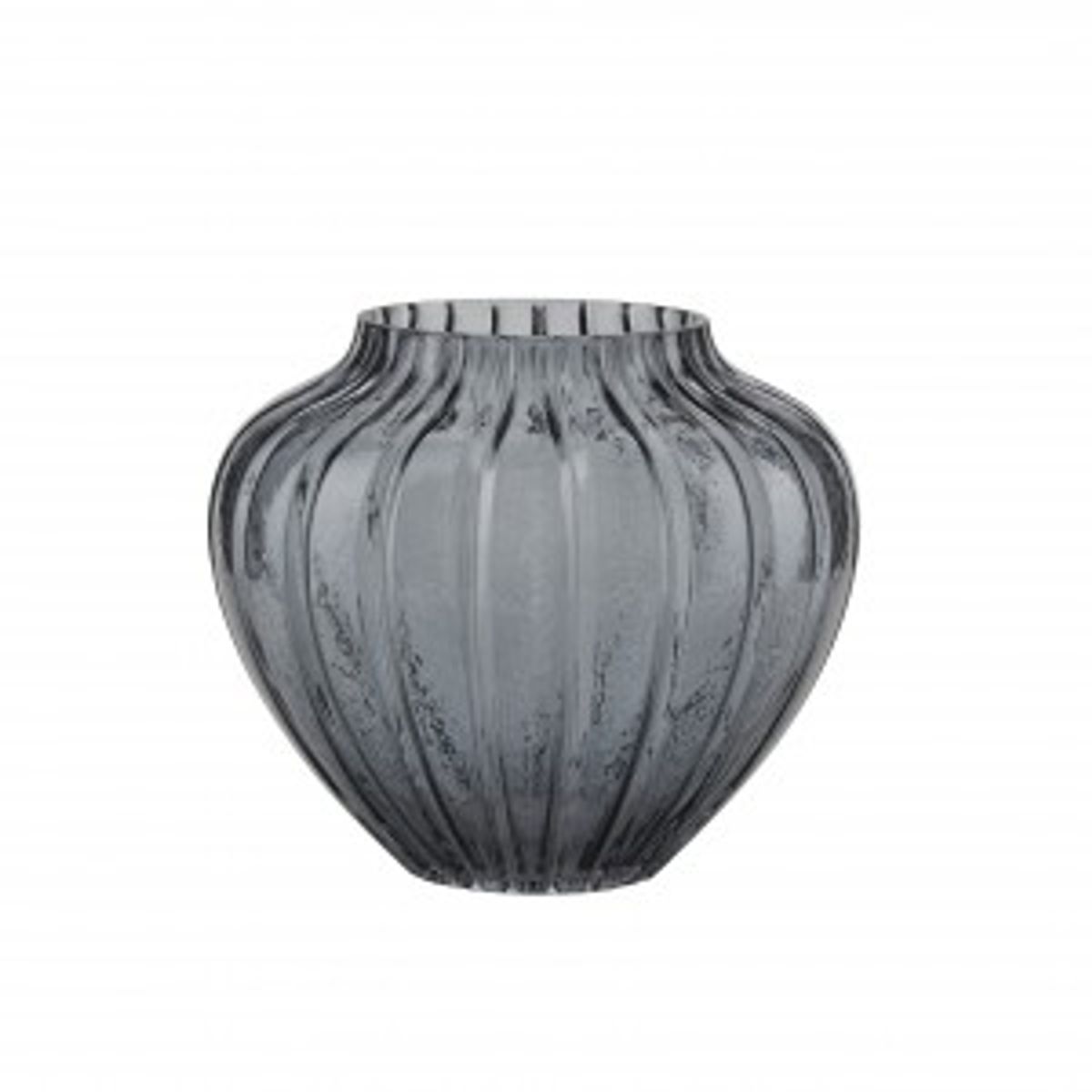 Bahne Vase m/riller - smoke - H17,5