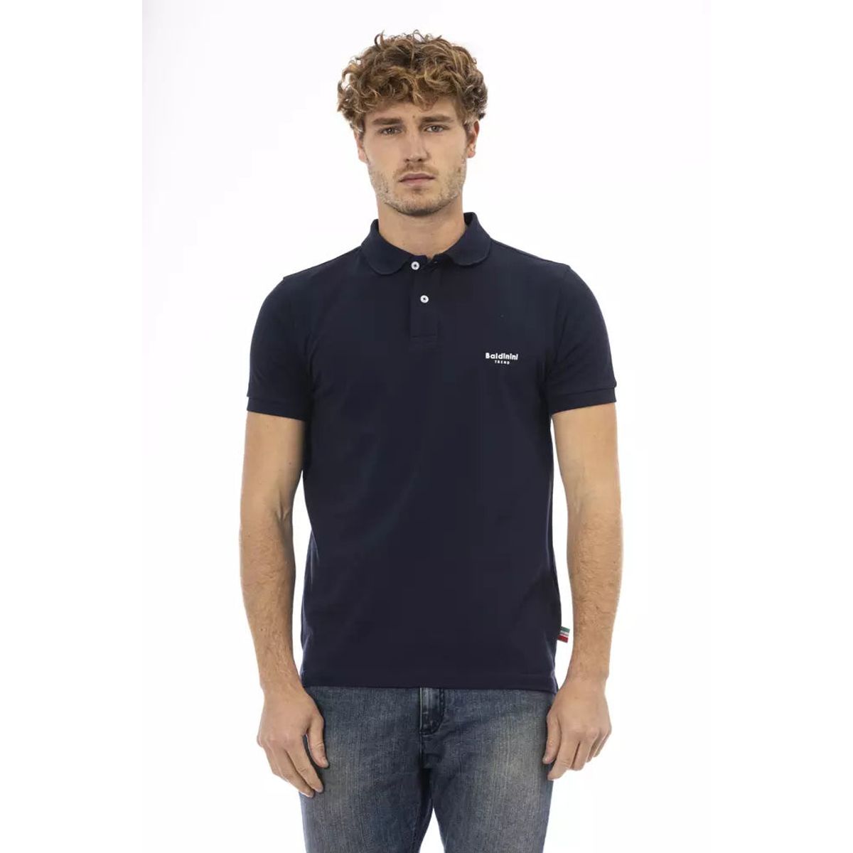 Baldinini Trend Chic Blue Embroidered Cotton Polo