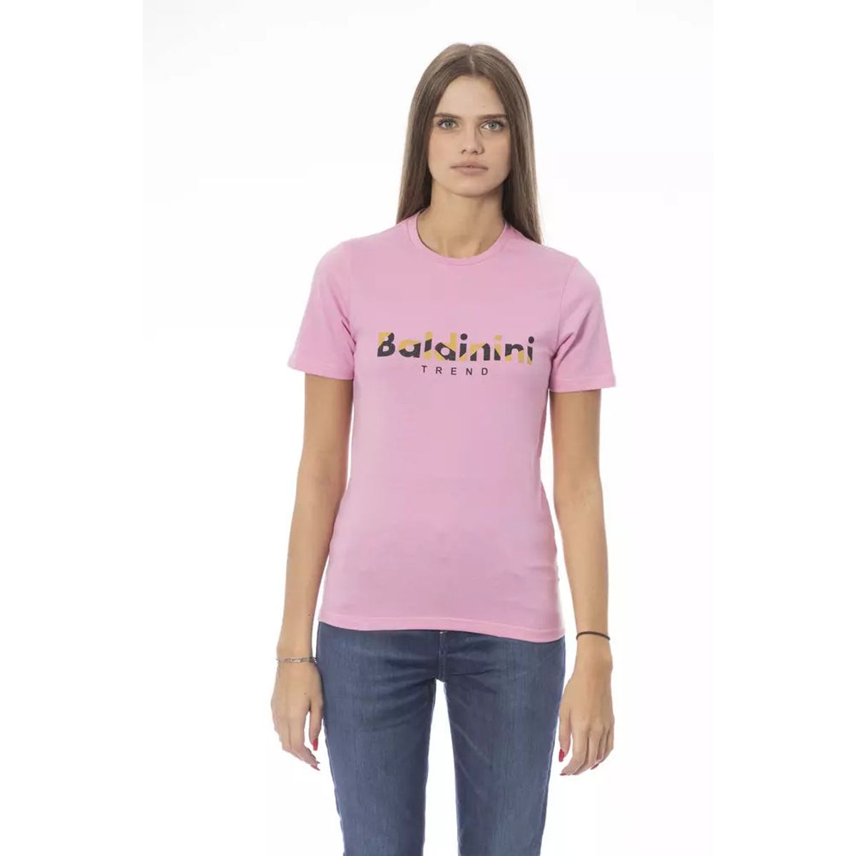 Baldinini Trend Chic Pink Cotton Crew Neck Tee