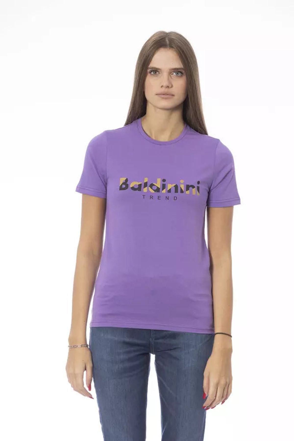 Baldinini Trend Chic Purple Crew Neck Cotton Tee