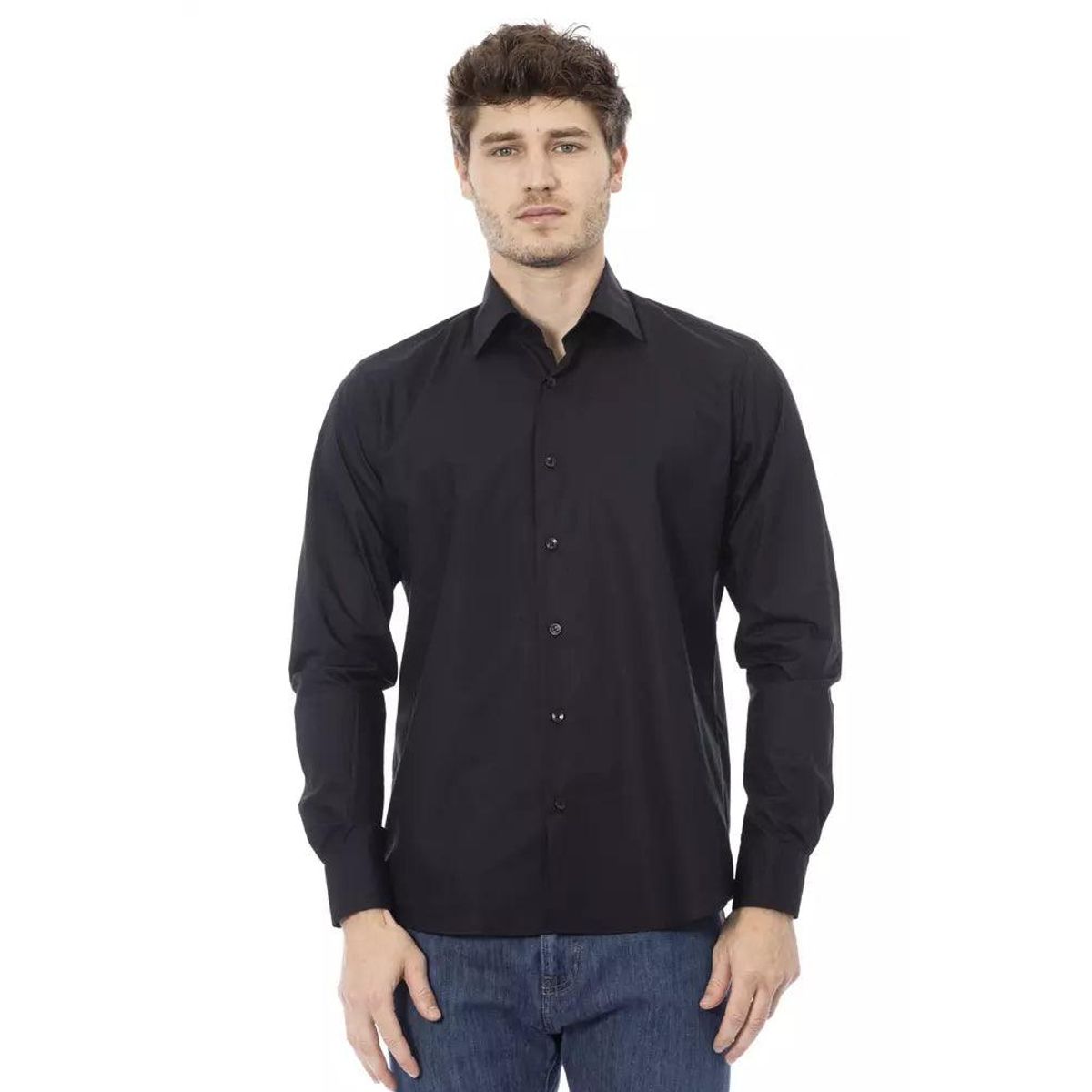 Baldinini Trend Elegant Black Italian Collar Shirt