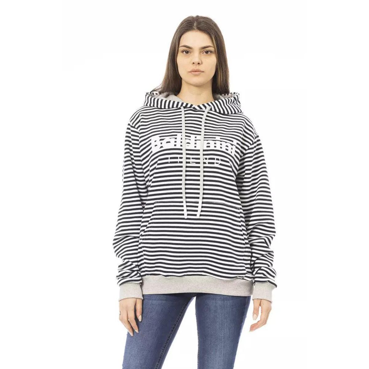 Baldinini Trend Elegant Brushed Hoodie with Logo Accent