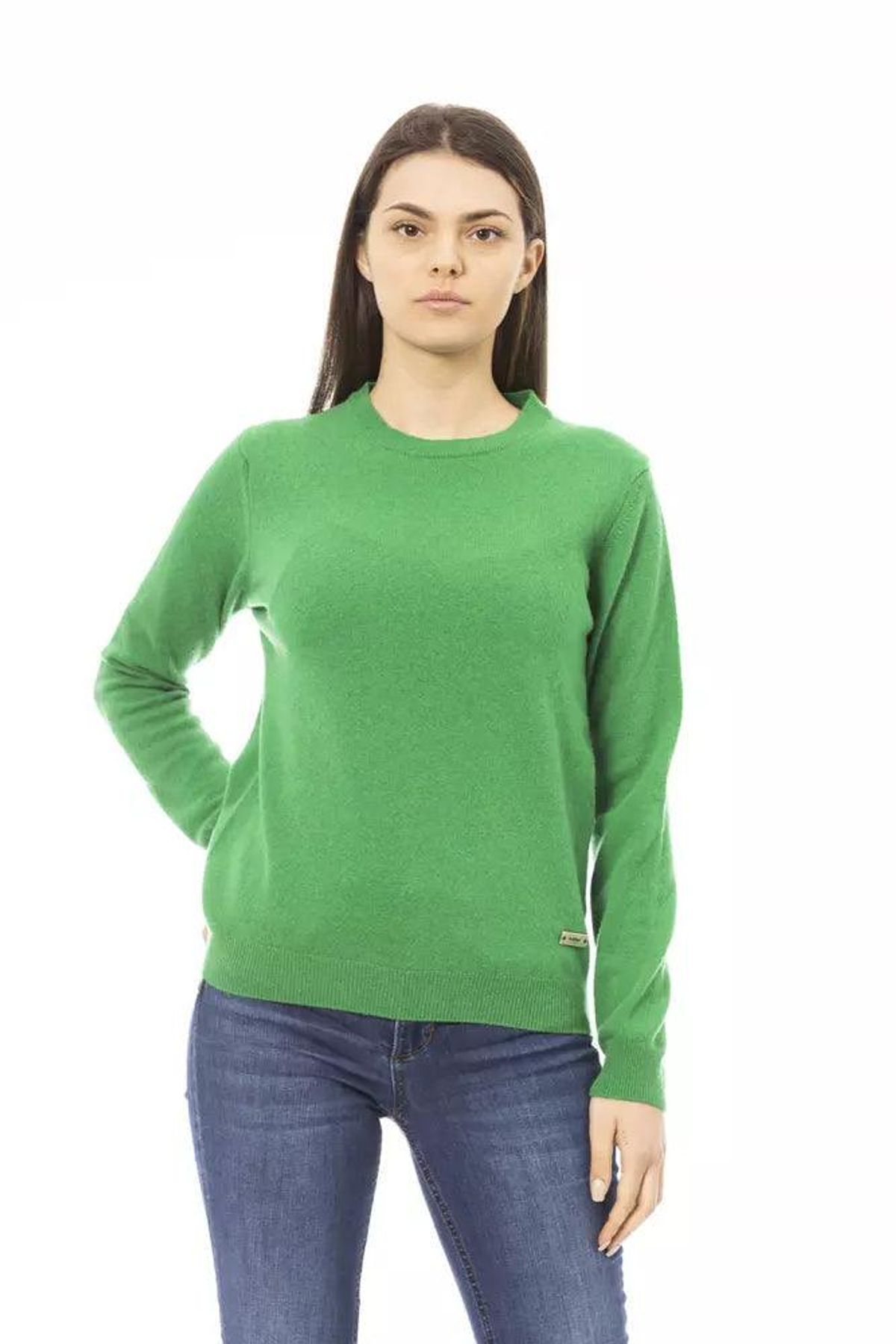 Baldinini Trend Elegant Green Wool-Cashmere Crewneck Sweater