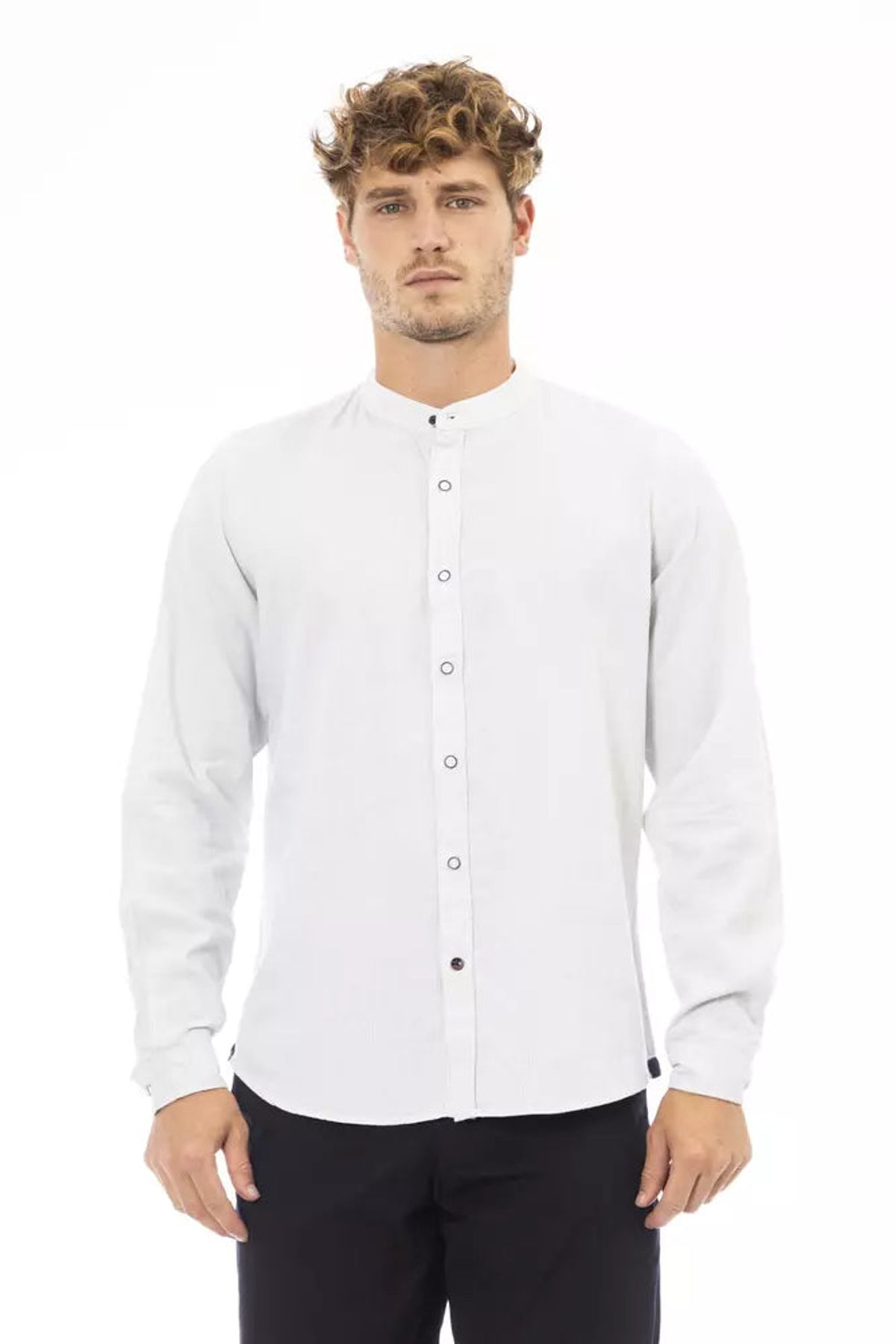 Baldinini Trend Elegant Mandarin Collar Herre Shirt