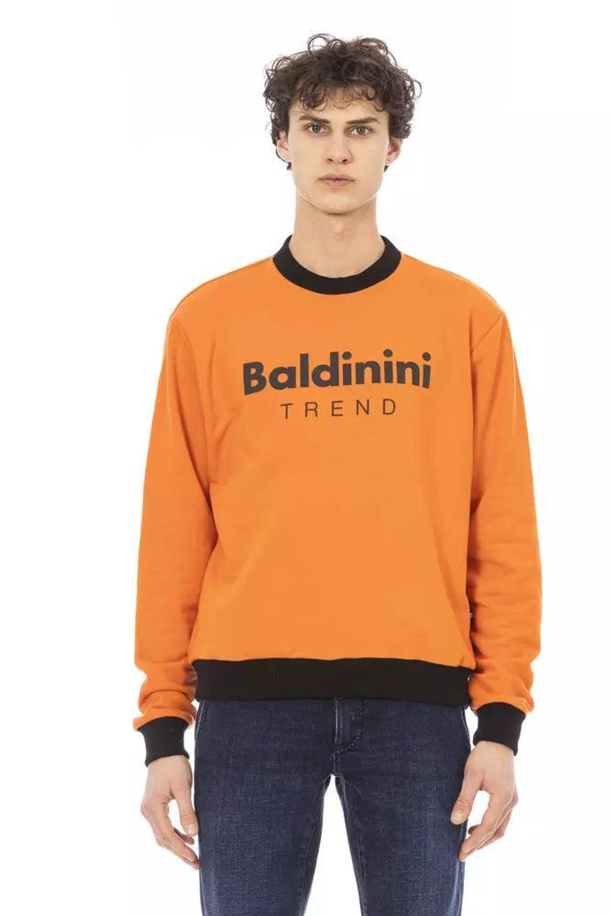 Baldinini Trend Orange Cotton Fleece Hoodie with Front Logo