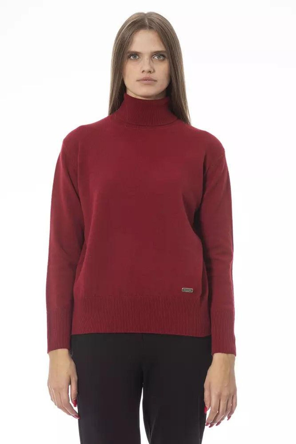 Baldinini Trend Scarlet Luxe Wool-Cashmere Blend Turtleneck Sweater