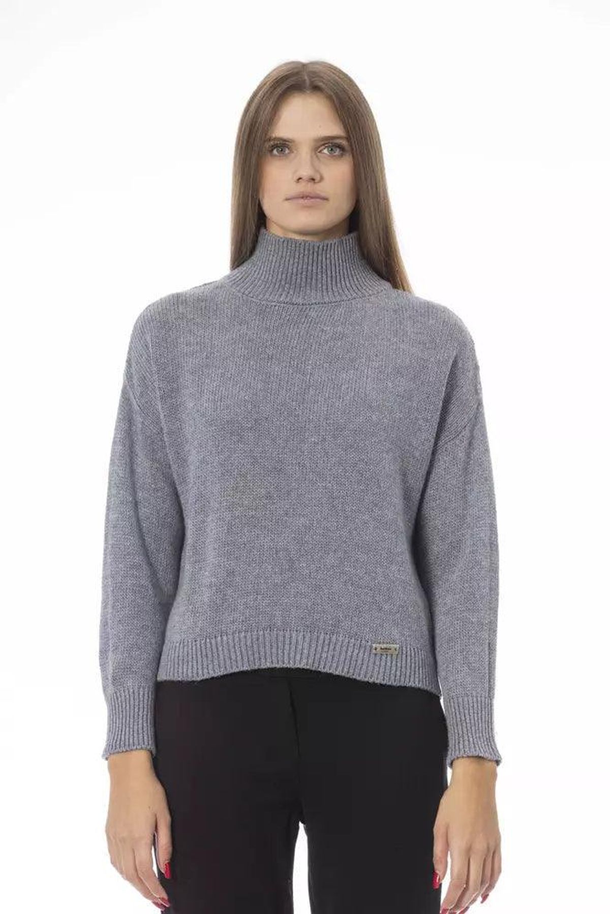 Baldinini Trend Volcanic Charm Gray Neck Sweater