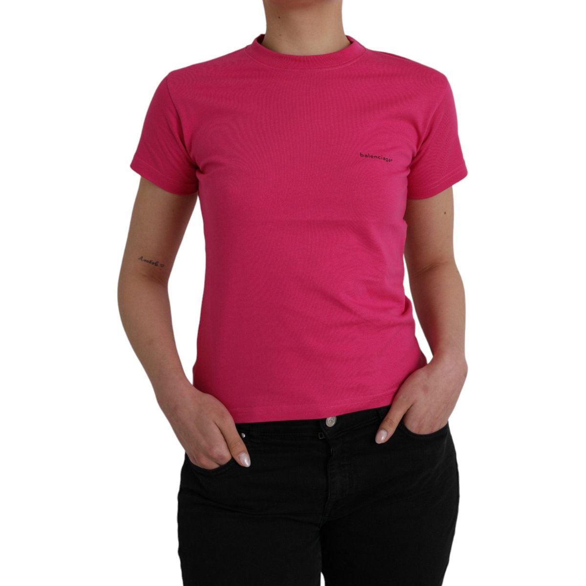 Balenciaga Pink Cotton Crew Neck Short Sleeves Tee T-shirt